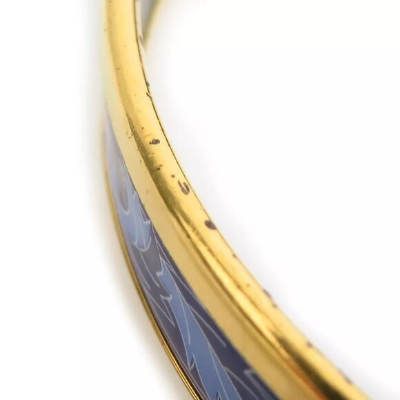 Auth HERMES Cloisonne Bangle Bracelet Gold/Blue Metal/Enamel - Picture 4 of 8